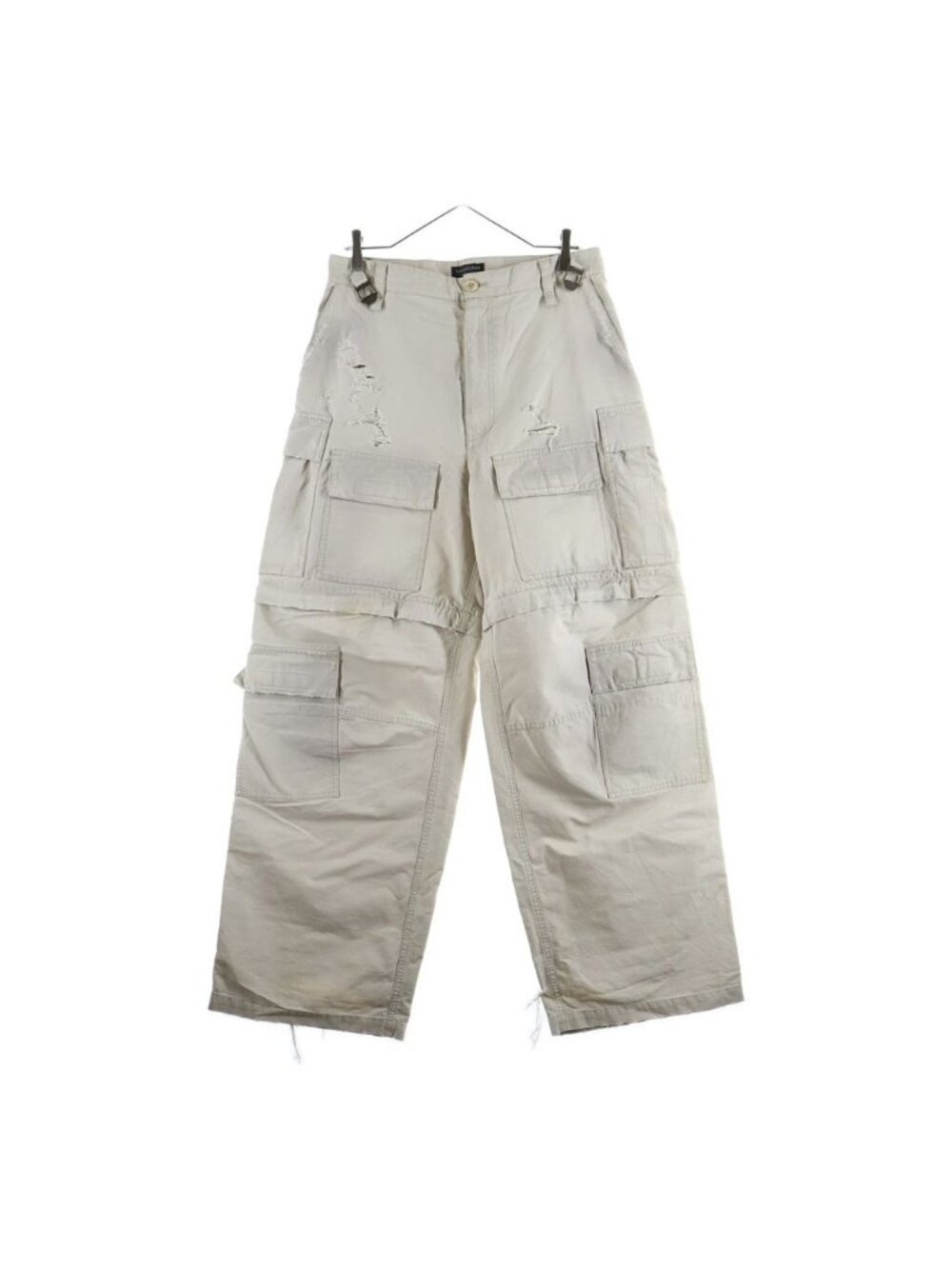 Balenciaga Large Cargo Pants Distressed Multi Pocket Gimmick Beige